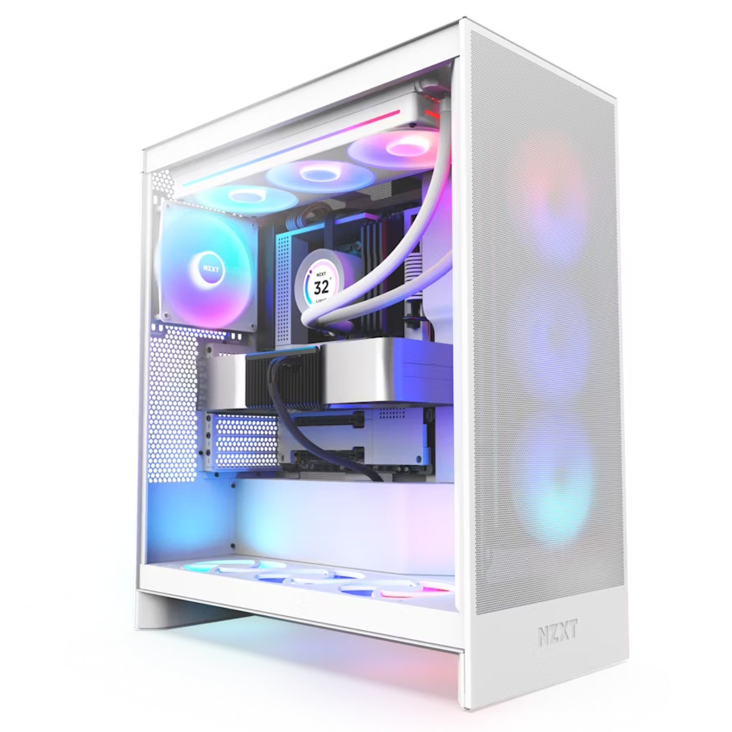 מארז מחשב nzxt h7 flow rgb mid-tower atx white