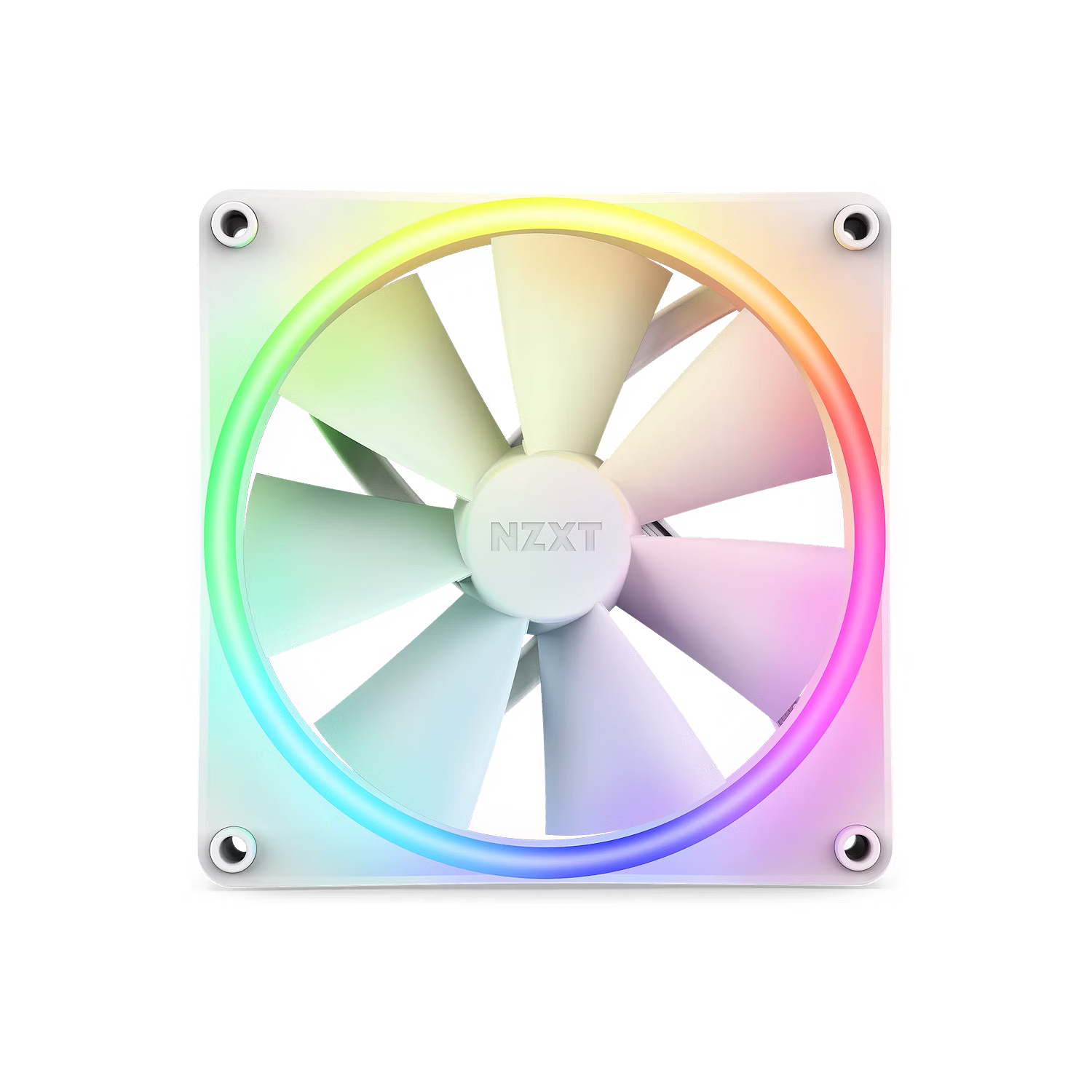 nzxt f140 rgb duo 140mm dual-sided rgb fan white