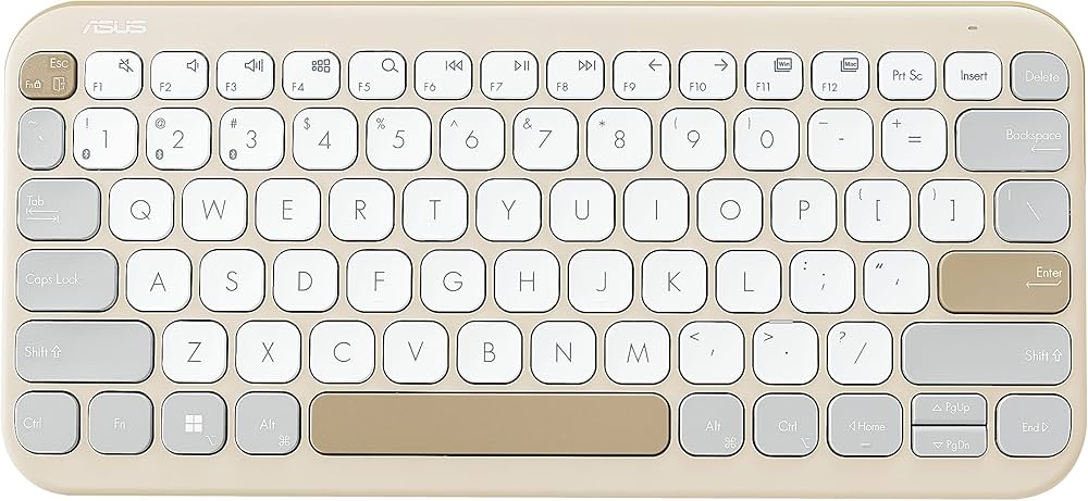 מקלדת אלחוטית ASUS Marshmallow Keyboard KW100 BT Oatmilk 90XB0880-BKB0P0 - זהב